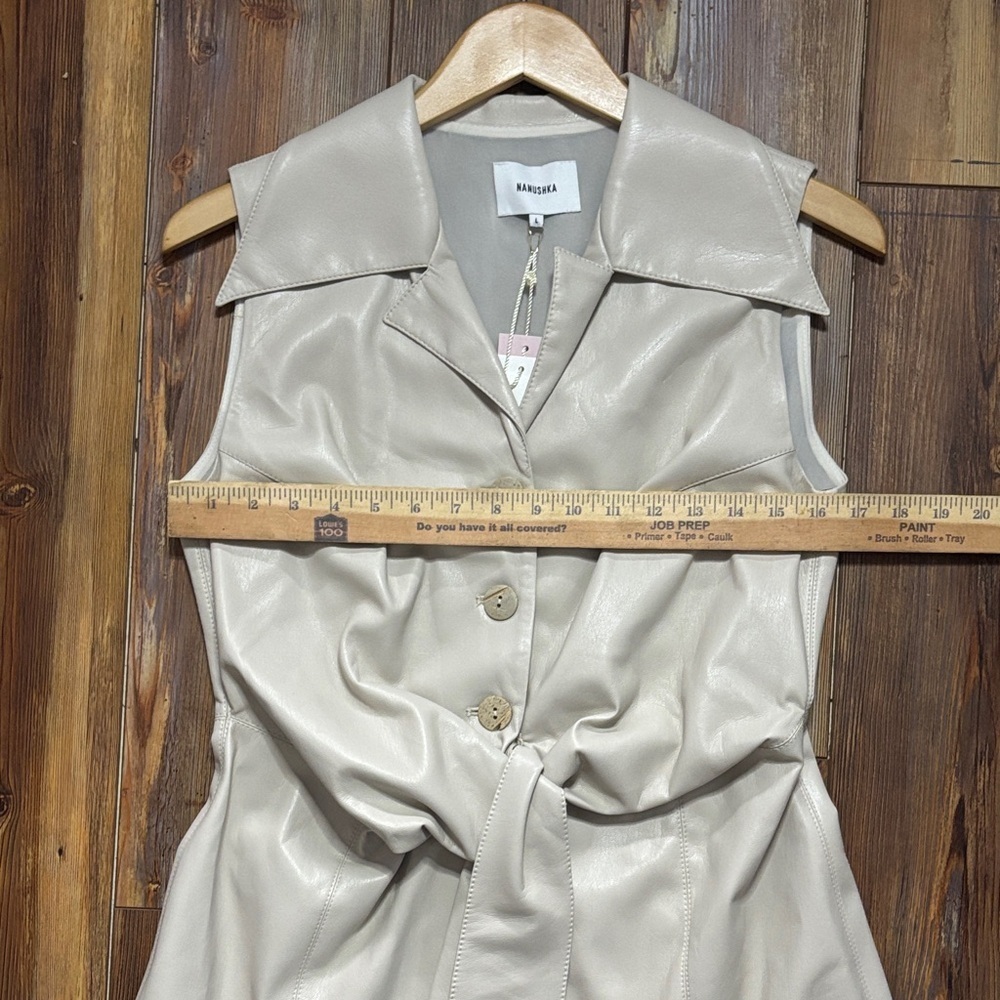 Nanushka Sharma sleeveless maxi dress in natural vegan leather size large NWT - Picture 7 of 11
